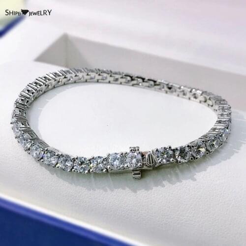 Shipei 925 Sterling Silver Created Moissanite Gemstone Wedding Party Fine Jewelry Fashion Charm Bracelets Ladies Bangle Whlesale