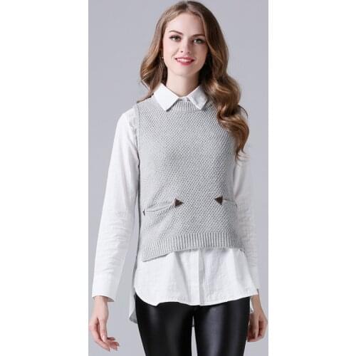 Feminino Special Offer Limited Poncho Pullover 2019 Autumn And Winter Solid Sweater Neck Pocket Skirt Trend Small Vest