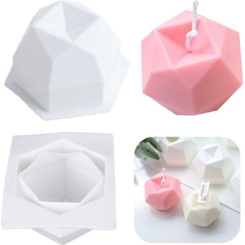 1PC New Eight-sided Multilateral Diamond Face Cube DIY Candle mold Creative Handmade Aromatherapy Candle Silicone Mold