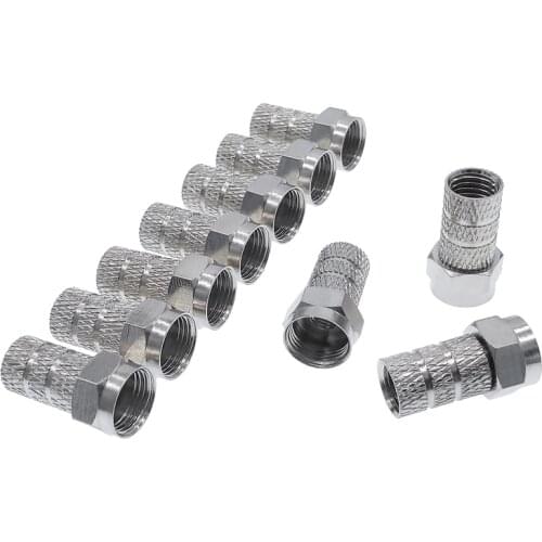 10 Pcs F connector 75-5 F type coaxial cable connector plugs brass materials singnal line connectors