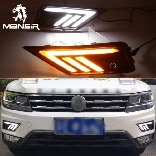 12V LED Daytime Running Light Daylight ABS Car DRL For For Volkswagen Tiguan 2017 2018 2019 Auto Turn Yellow Signal Relay DRL
