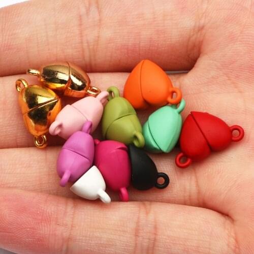 16x10mm 6pcs Color Magnet Buckle Love Creative Magnetic Connected Clasp Beads Pendant For Jewelry Accessories Bracelet DIY Gift