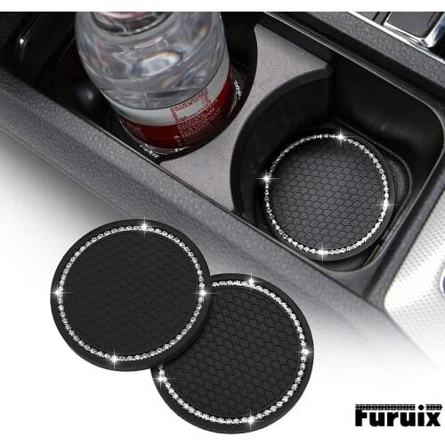 2 PCS Car diamond water coaster universal creative cute storage mat car anti-skid mat interior cartoon decoration supplies