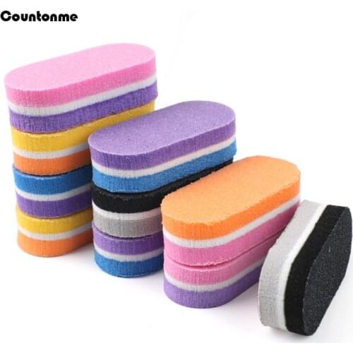 20Pcs/50pcs Mini Sponge Nail File Block 100/180 Colorful Sandpaper Oval Buffer Strips Double-sided Manicure Nails Accesorios