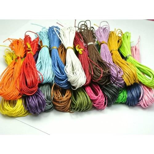 200 Meters Mixed Color Waxed Cotton Beading Cord 1mm for Bracelet Necklace 20 Color
