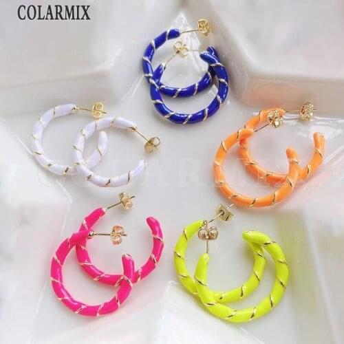 3Pairs Round Hoop Earrings Enamel mix color jewelry earringsearrings Accessories Drop earrings Gift for women jewelry 31636