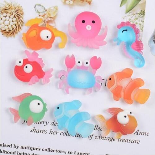 30Pcs Mixed Ocean Animals Fish Resin Flatback Cabochons Scrapbooking Craft DIY Accessories