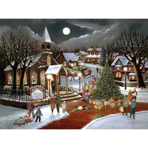 Diamond Painting Snow Light Landscape Diamond Round Diamond Decoration Customizable Wall Art Decoration Frameless Style