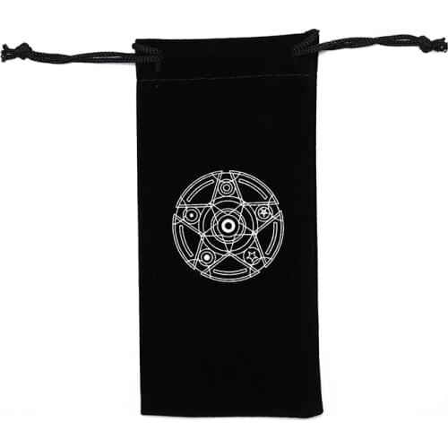 Black Velvet Pentagram Tarot Card Storage Bag Toy Home Mini Drawstring Package For Playing cards 10cm x 19mm