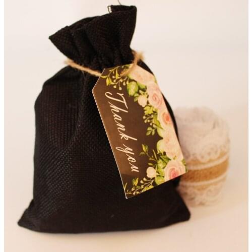 Sugar Pouch Tag Chocolate Color card With Rope Paper Tag For Cookie Honey Packaging Hantags For Decorating Cakes Can Customizd