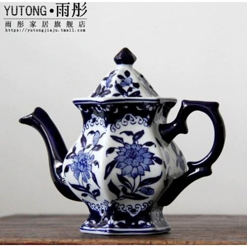 Jingdezhen Porcelain Blue and White Porcelain Diamond Coffee Pot Teapot