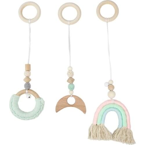 3Pcs Nordic Baby Gym Frame Pendants Wooden Clothes Rack Rainbow Hanging Play Toy