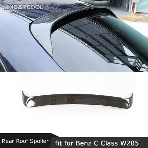 For Mercedes W205 C300 C400 C63 AMG 2015-2019 Rear Roof Spoiler C Class Carbon Fiber Window Wings Trunk Trim Sticker Car Styling