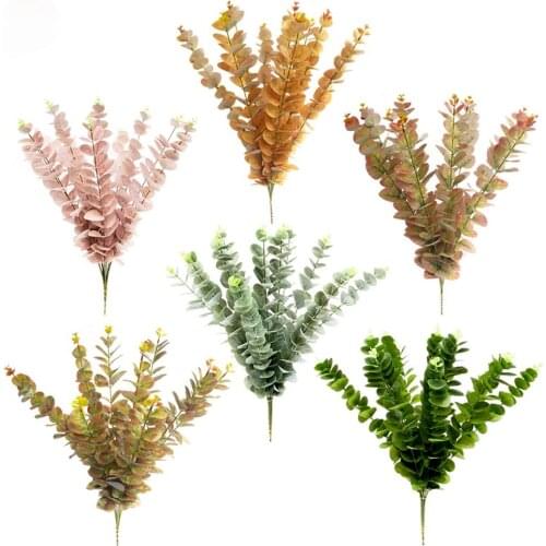 Artificial flower Eucalyptus Leaves Stems Eucalipto Branches Artificial Plants for Floral Bouquets Wedding Holiday Green Decor