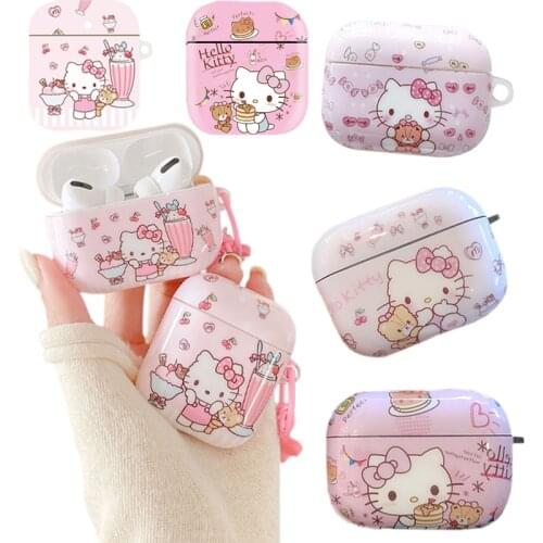 Kawaii Cartoon Kitty Bluetooth Headset Airpods Case Soft Case Protective Cover for Airpods 2 / Pro Case Kitty Airpods Case