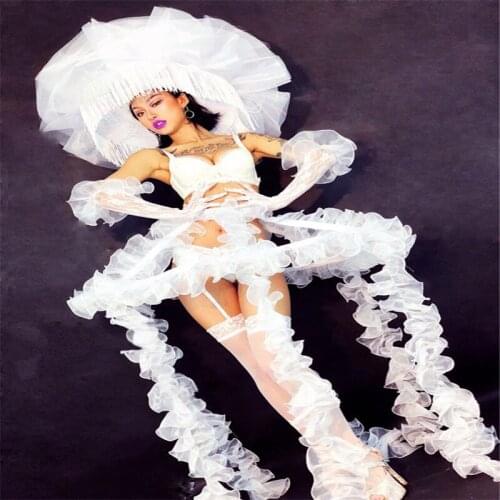 DC27 Ballroom dance costumes singer women dress sexy stage show club performance wears catwalk dj party cloth skirt led supply