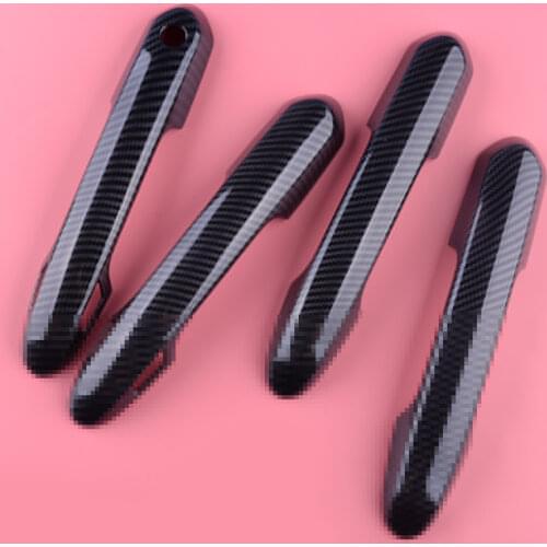 1 Set Door Handle Cover Trim Moulding With Keyless Hole ABS Carbon Fiber Style Fit For Toyota RAV4 2019-2020
