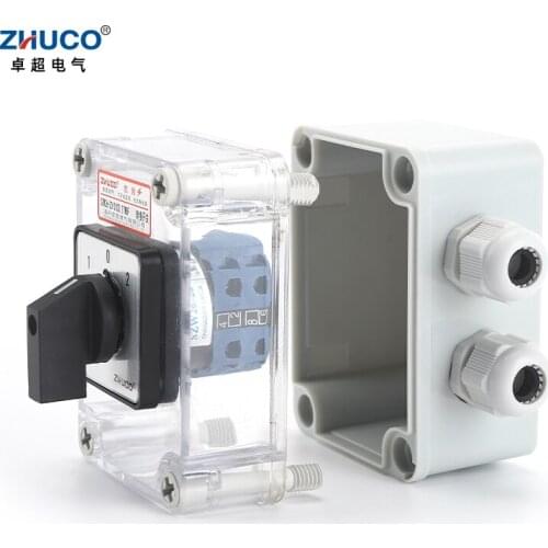 ZHUCO SZW26/LW26-20 D202.2 20A 2 Pole Custom Rotary Universal Cam Changeover Switch With Waterproof And Dustproof Sealed Box