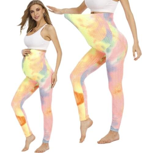 2021 Stretch Womens Maternity Leggings Seamless Yoga Pants Pregnancy Trousers Tie Dye Casual Leggings Clothes Sports Trousers