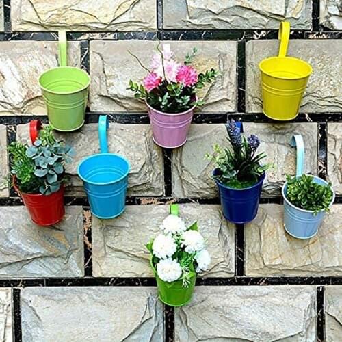 Hot Set of 10 Metal Hanging Flower Pots with Detachable Hook and Drainage Hole for Windows Walls Fences and Balconies