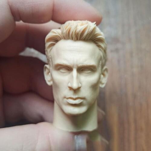 Hot Sales 1/6th Male The Supehero Captain Of USA Head Sculpture Unpainted White Color For 12inch DIY Figures Collectable