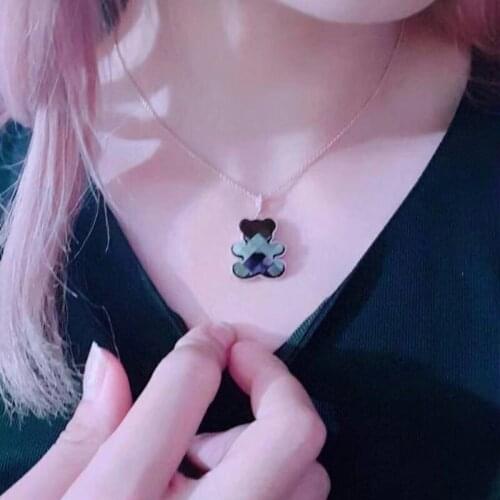 Cute Crystal Teddy Bear Sweater Chain Necklace Female Clavicle Chain Luxury Jewelry Pendant Couple Girl Lady Christmas Gift