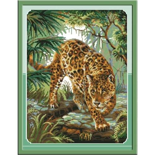 14/16/18/27/28 Jungle leopard counted Animals Cross Stitch Set DIY DMC Chinese Cross-stitch Kit Embroidery Needlework Home Decor