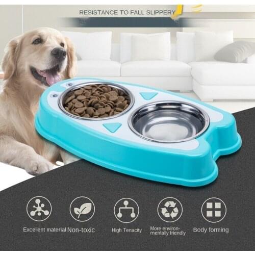 Stainless Steel Dog Bowl Cat Bowl Dog Basin Cat Basin Feeding Double Bowl Dog Food Basin Pet Rice Bowl Supplies Dog Food