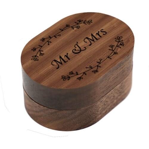 Wedding Ring Box Wood Ring box for Proposal Rustic Mr & Mrs Carve Engagement Ring Holder Gift for Wedding Ceremony