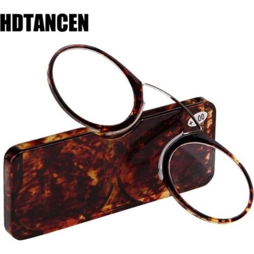 Nose Resting Reading Glasses +1.0 +1.5 +2.0 +2.5 +3.0 +3.5, Portable SOS Wallet Reader clip on Mini reading glasses with case
