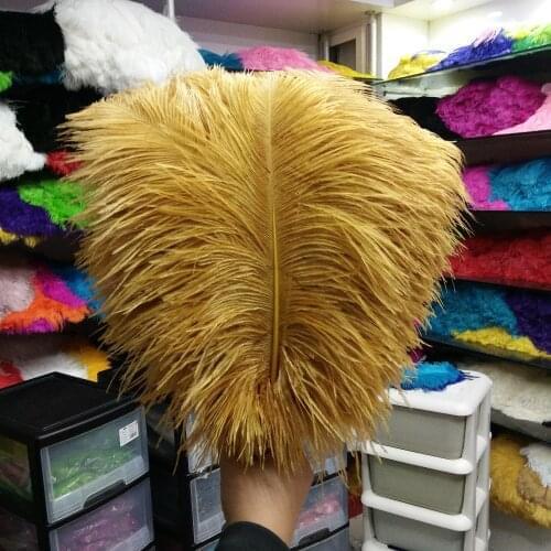Wholesale beautiful Gold colored ostrich feathers 500 pieces 12-14 inches / 30-35 cm free shipping