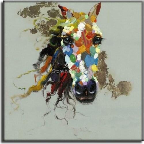 Wholesale High Quality Abstract Horse Head Oil Painting On Canvas Handmade Horse Painting For Room Wall Decoration