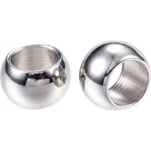 PandaHall 20pcs 8x5mm 304 Stainless Steel Metal Jewelry Findings Accessories Beads Large Hole Beads