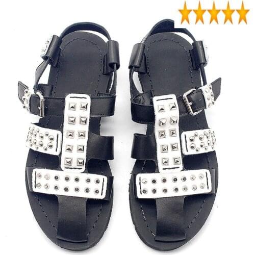 Summer Fashion Gladiator Men Punk Rivet Hollow Out Platform Shoes Sandals Casual Top Quality Leather Sandalias Hombre