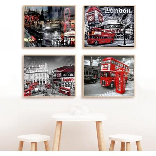 Modern Black White Canvas Painting World City Landscape London Street Poster Prints Nordic Style Wall Art Picture Home Decor