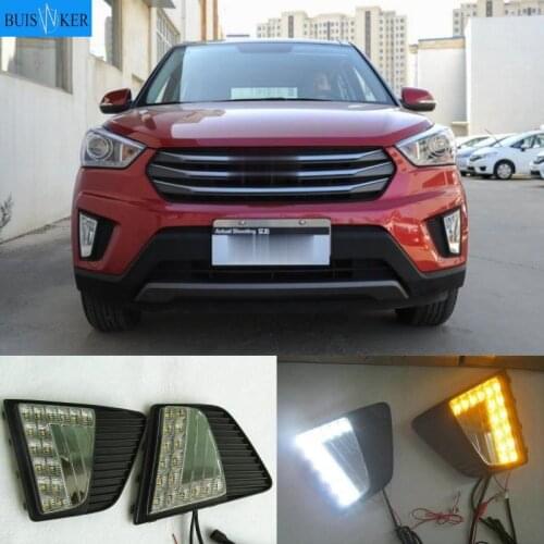 2PCS LED DRL fog lights for Hyundai IX25 Creta 2014 2015 2016 Headlight Daytime Running Light Fog Lightg Lamp Cover Car- styling