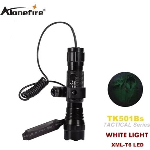 501B Cree XML T6 LED Tactical Flashlight Hunting Rail Weaver Rifle Torch Shot gun Mount Remote switch 18650 rechargeable battery
