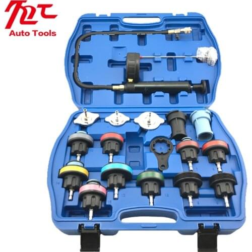 18pcs Universal Radiator Pressure Tester Tool Kit Cooling System Testing Tool Water Tank Leakage Detector Nylon Material