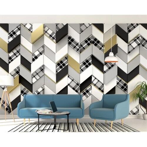 Wellyu Customized wallpaper 3D retro mosaic stitching plaid cloth pattern 3d solid geometric background wallpaper