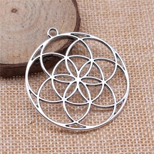 WYSIWYG 4pcs 48x44mm Flower Of Life Charm Pendant The Seed Of Life Pendant Mandala Pendant For Jewelry Making