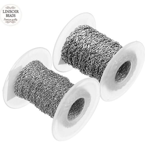 10Yards/Roll 2mm 2.5mm Width Rhodium Stainless Steel Twisted Singapore Chain Jewelry Bulk Chains for Necklace Jewelry Making DIY