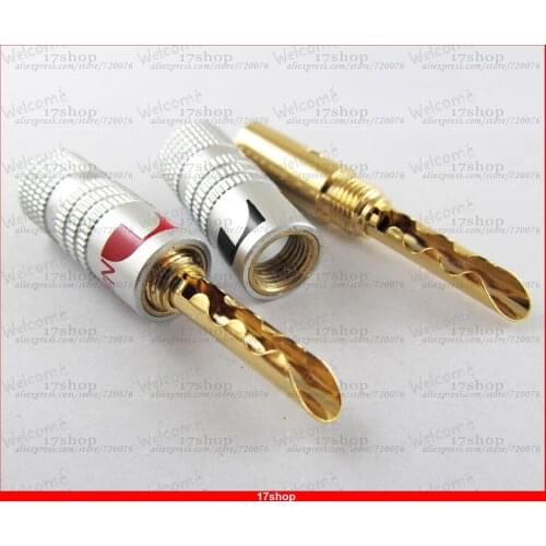 10pcs x 24K Gold Plated Copper BFA 4mm Banana Plug Male Speaker Connector