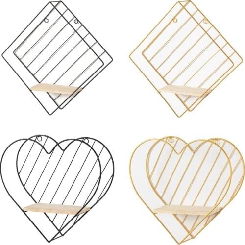 2-4pcs Iron Wall Floating Shelves Bathroom Bedroom Office Decor