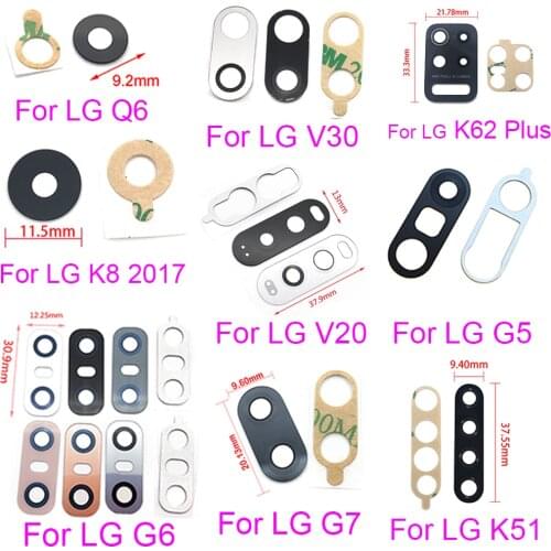20Pcs/Lot， For LG K51 K62 Plus V20 V30 G2 G5 G6 G7 Q6 K8 2017 Rear Back Camera Glass Lens With Glue Adhesive