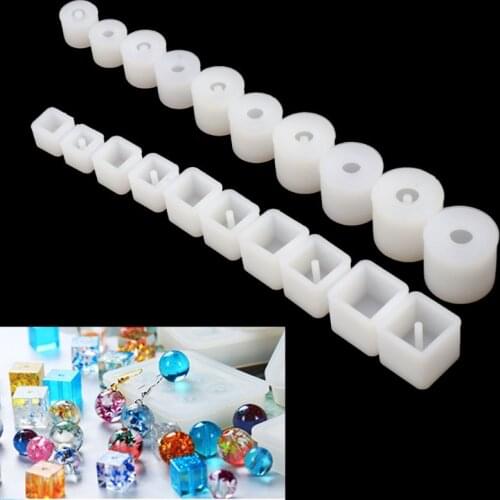 20Pcs Silicone DIY Round Square Beads DIY Mold Jewelry Making Resin Casting Mold