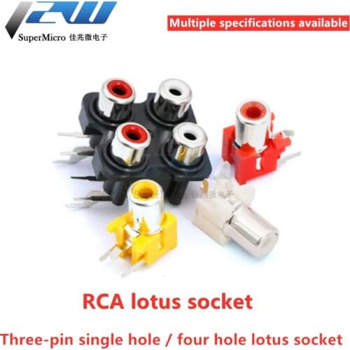 5pcs / lot single hole / 4 hole RCA stereo female audio jack AV audio input interface lotus line amplifier signal connection int
