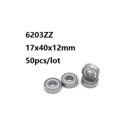 50pcs/lot 17x40x12mm 6203ZZ 6203Z 6203 Z ZZ 17*40*12mm Double cover Deep Groove Ball bearing