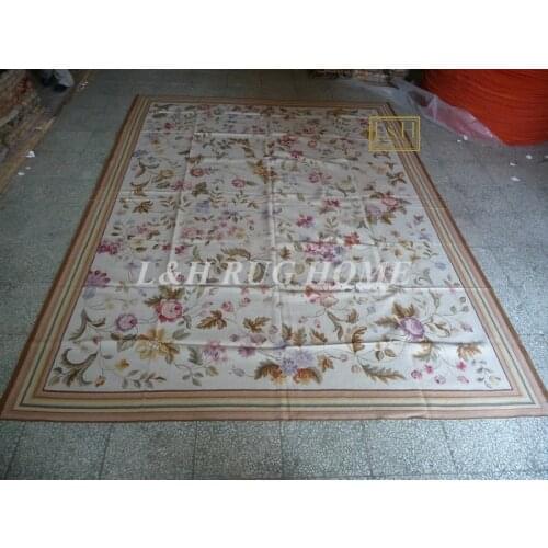 Free shipping 9'x12' Aubusson rugs woolen carpets red design, French Aubusson Carpet, handwoven carpet
