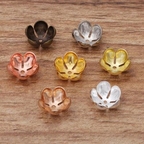 50pcs/lot 13x5mm Flower Beads Cap Retro Sculpture Leaf Beads Cap DIY Jewelry Making Handmade Craft Accessories Wholesale