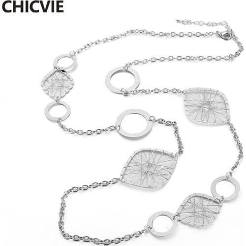 CHICVIE Women Silver Color Necklace Retro Collar Hollow Alloy Necklaces & Pendants Female Ethnic Jewellery Vintage Accessories